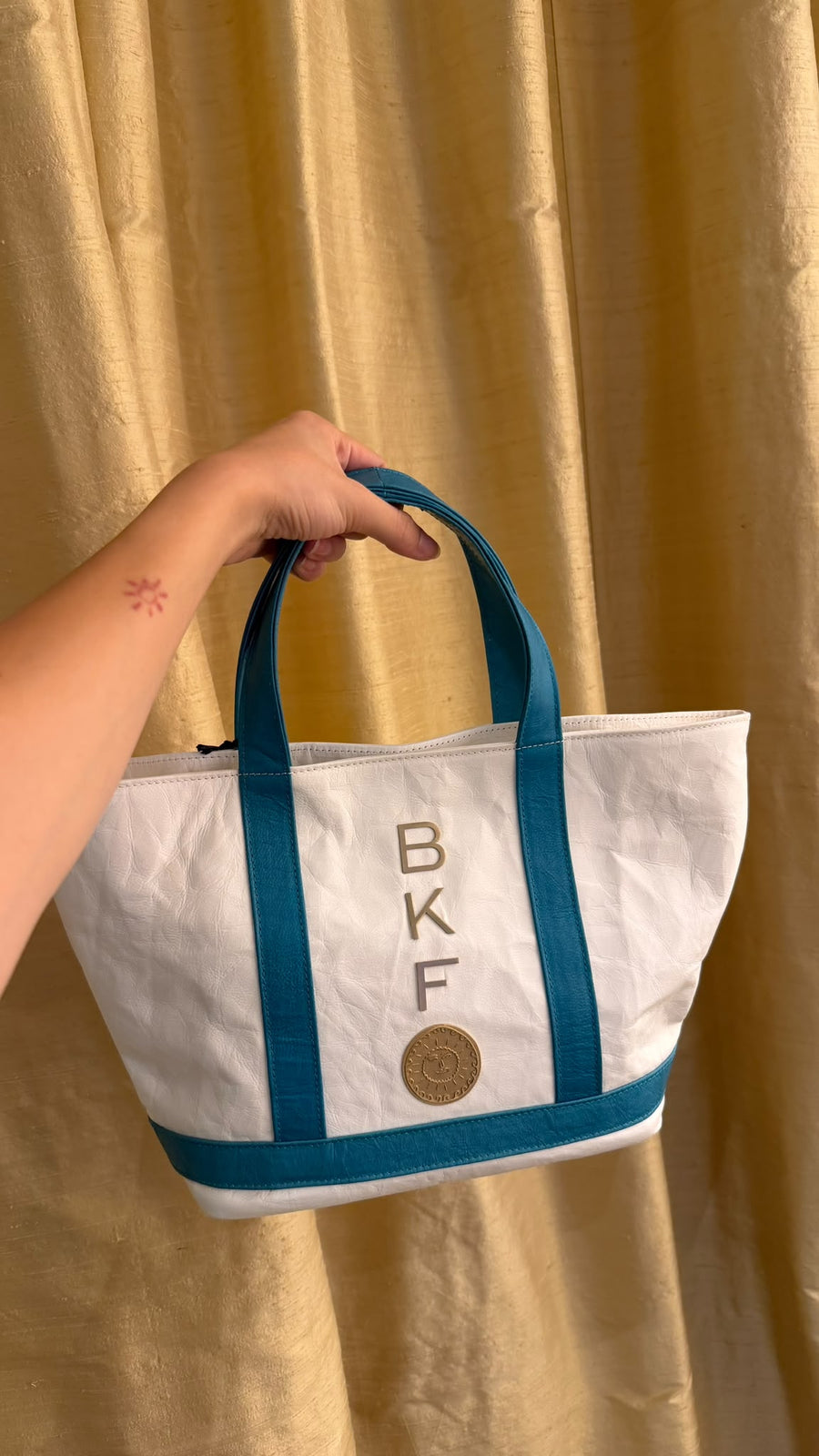 Mini Cosima Tote White/Turquoise